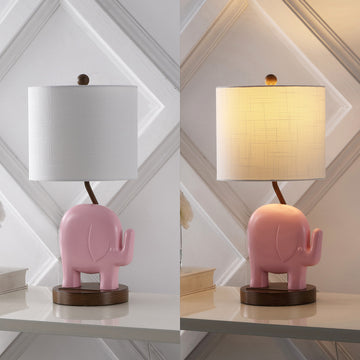 Ellie Bohemian Designer Iron/Resin Elephant LED Kids Table Lamp with Phone Stand and USB Charging Port - JONATHAN Y